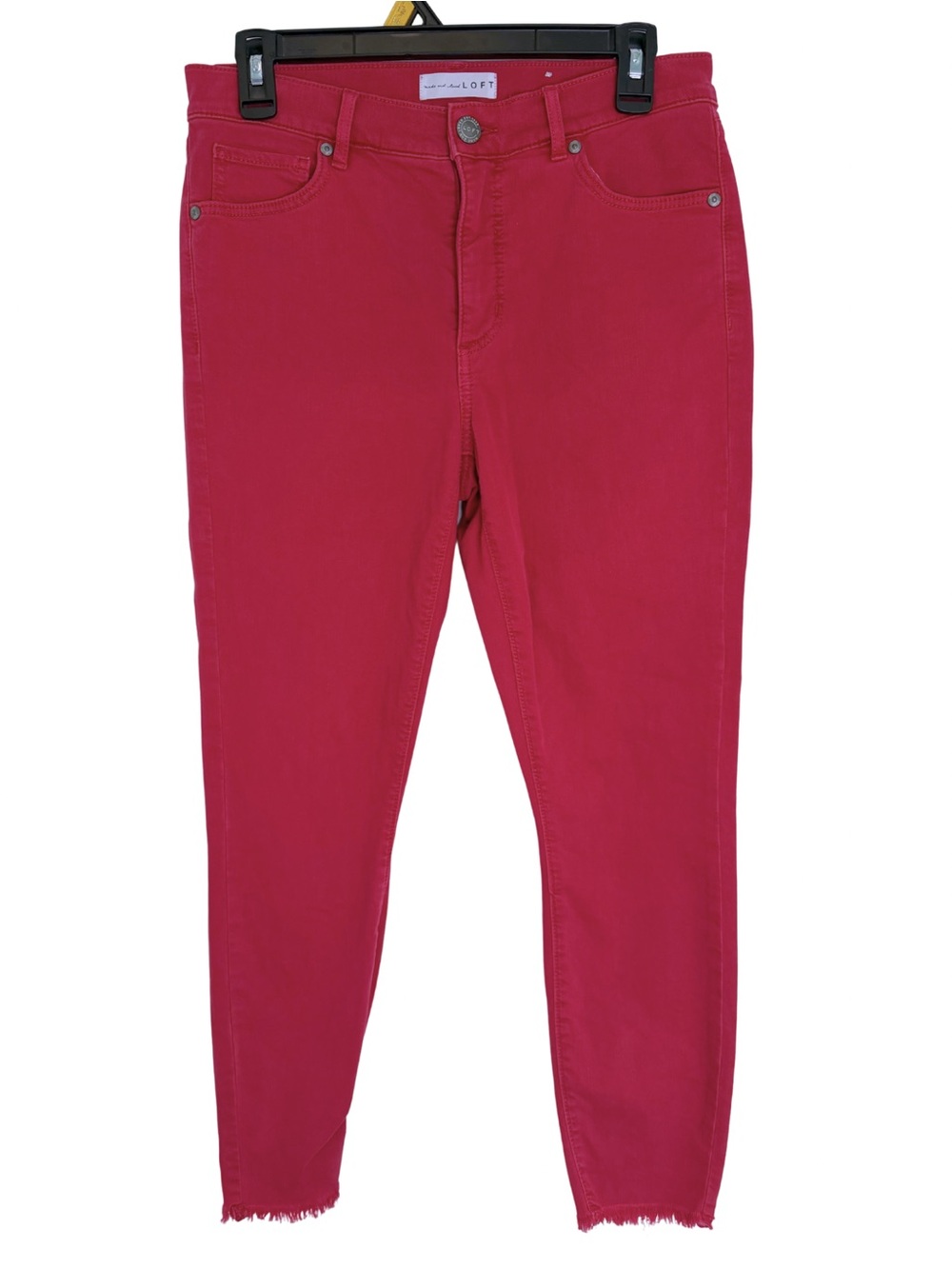 Ann Taylor LOFT Red Raw Hem Cropped Skinny Jeans Size 6/28